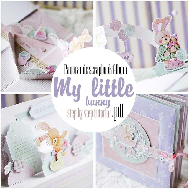 little bunny panoramic scrapbook album pdf tutorial how to etsy