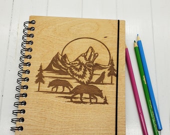 NEW!  Wolf Scene Mini Sketchbook - Can Be Made Left Handed