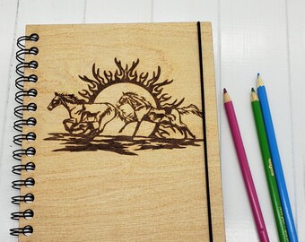 NEW!  Sunset Horse Mini Sketchbook - Can Be Made Left Handed