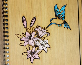 Hummingbird Scene Sketchbook Blank Sketchbook - Can Be Made Left Handed