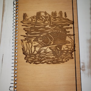 Trout Fishing Scene Journal 6&quot;x9&quot;- Can Be Made Left Handed - Fishing Journal