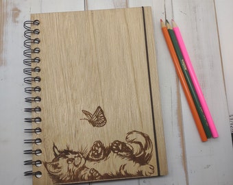 NEW!  Kitten and Butterfly Mini Sketchbook - Can Be Made Left Handed