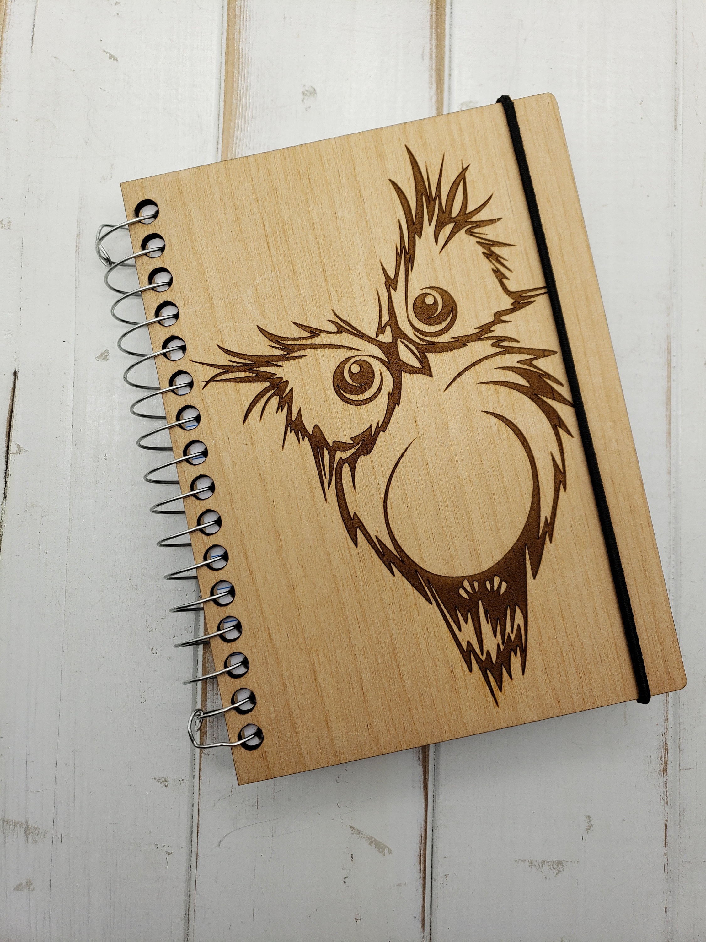 Laser Engraved Owl Wood Pocket Journal &ndash; Left-Hand Friendly Options