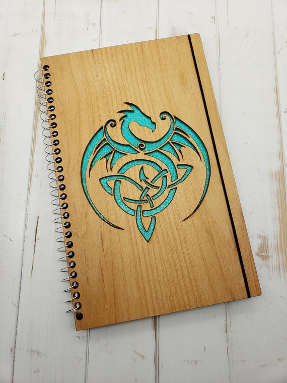 Laser Cut Circular Dragon Journal - Can Be Made Left Handed - Dragon Notebook
