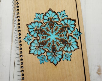 Colorful two tone mandala notebook/journal - Can Be Made Left Handed