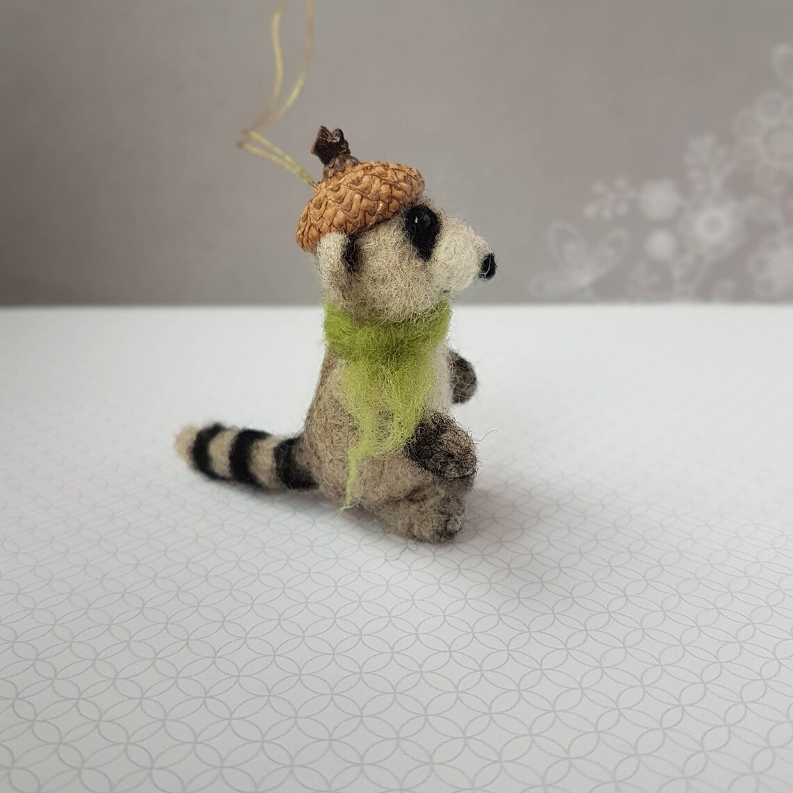 Raccoon ornament Felt raccoon Christmas ornaments Needle Etsy