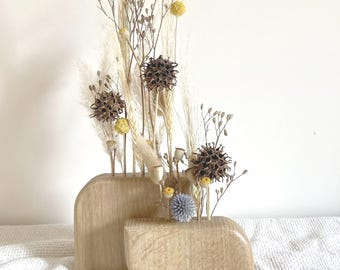 Jarrón de madera de roble para flores secas - Porta flores secas - Idea de regalo hecha a mano en Francia