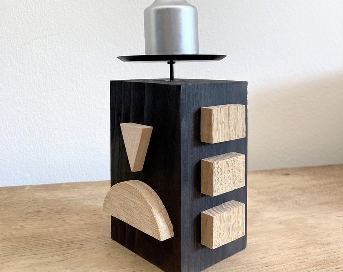 Geometric wooden candle holder