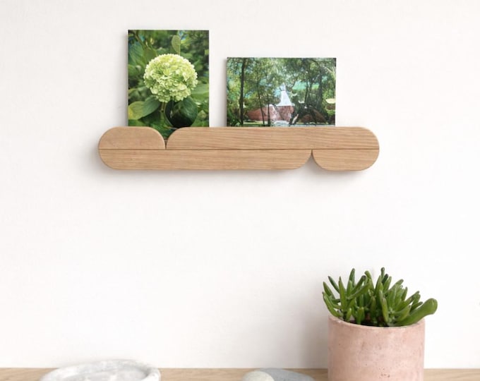 Oak wood wall-mounted photo holder