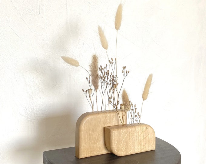Oak wood vase for dried flowers - Dried flower pick - gift idea handmade in France