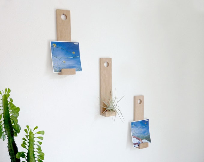 Oak wood wall photo holder handmade in France