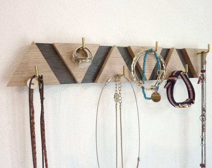 Jewelry holder - geometric wooden wall key holder
