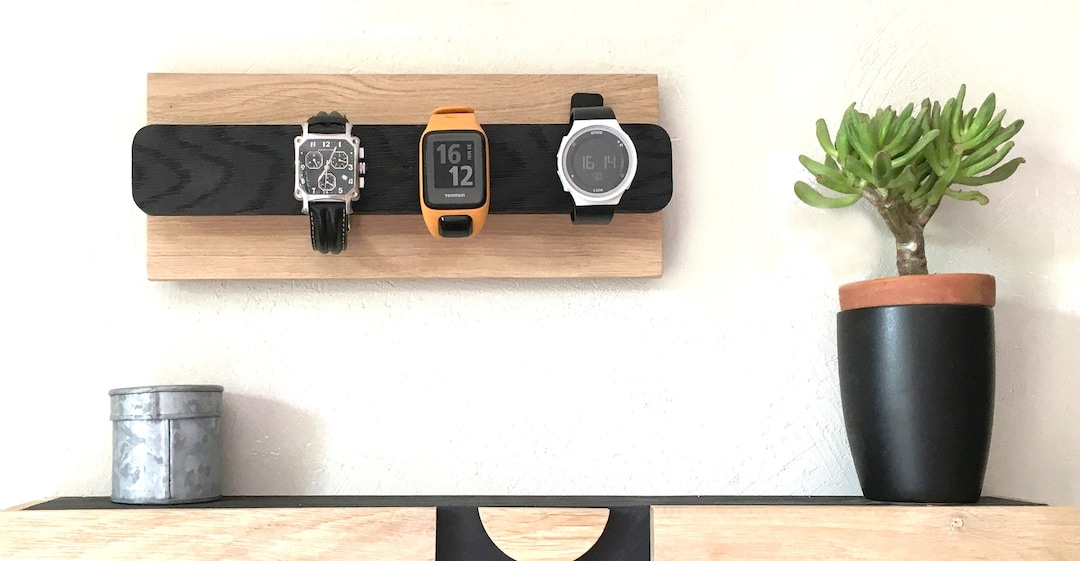 Oak Watch and Bracelet Wall Mount Watch Holder Men's / Etsy