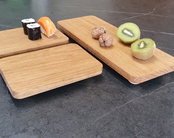 Bandeja para sushi | Tabla para servir | Bandeja para tapas de madera de roble, hecha a mano en Francia - Idea de regalo para hombres y mujeres