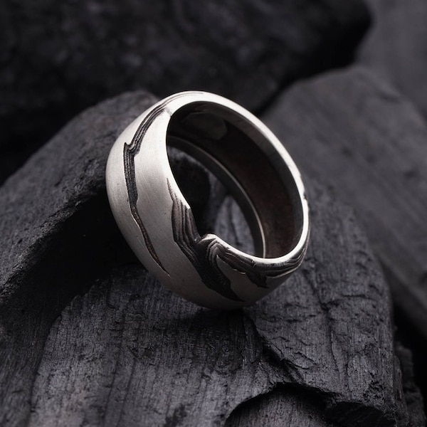 Silver ring for valentines men gift for men ring men rings nordic ring gift for him nordic jewelry brutalist ring nature jewelry nature ring