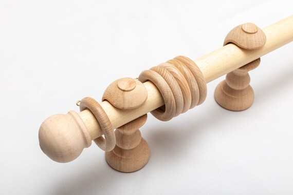 35mm Unfinished Solid Wood Conplete Curtain Pole Set Four Etsy