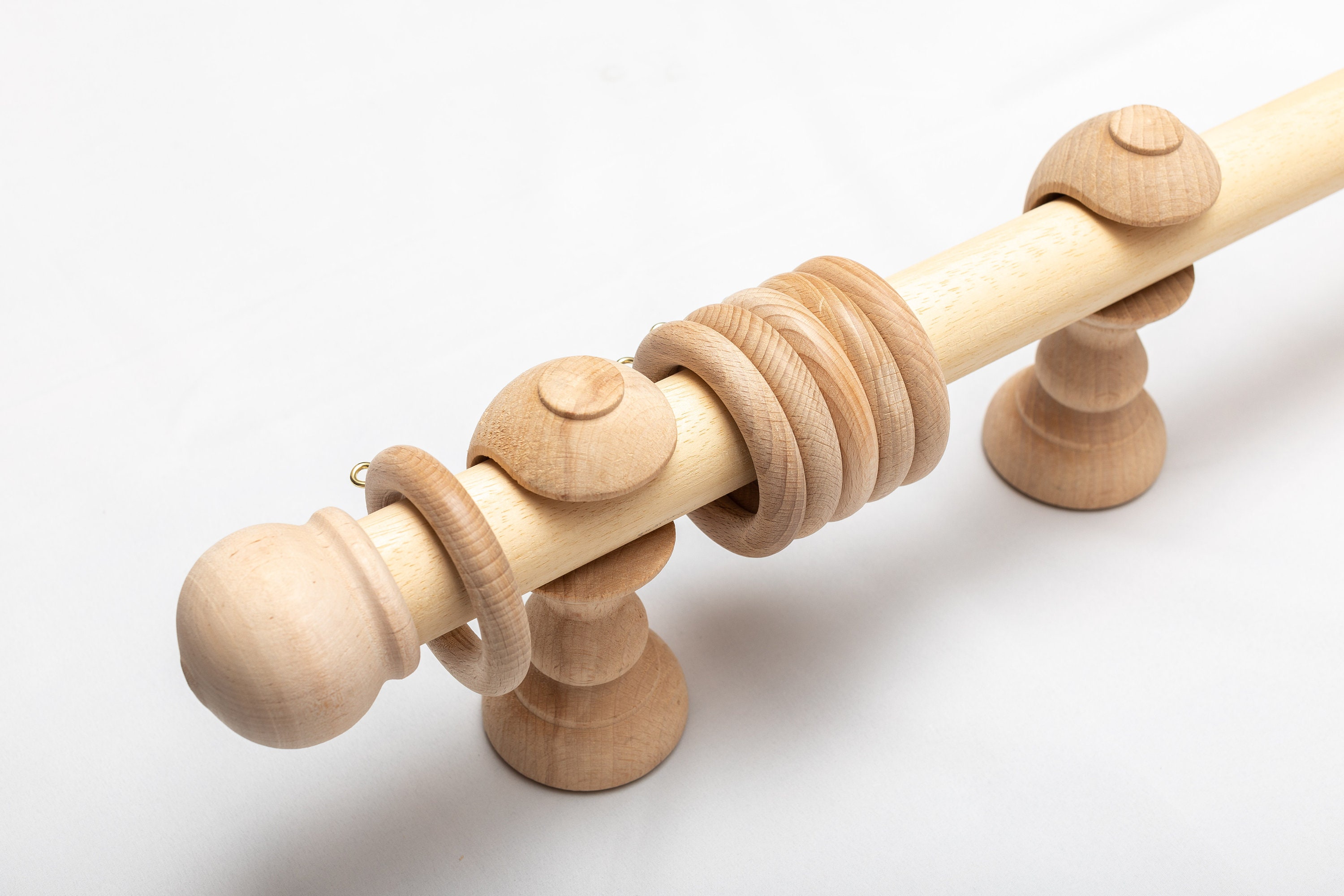 35mm Unfinished Solid Wood Complete Curtain Pole Set Etsy