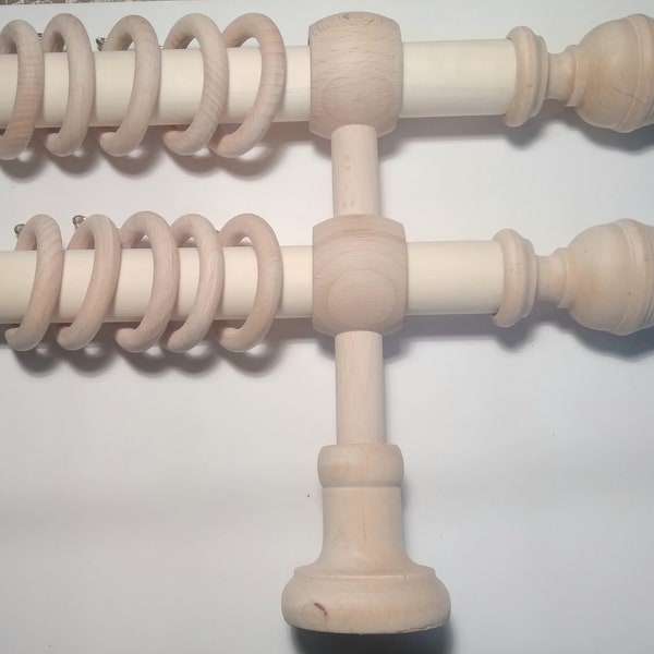 Wood Double Curtain Rod Etsy