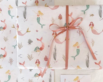 Wrapping paper "Mermaids" GP_18 | Din A2 | Children | Girl | Mermaid | Mermaid | birthday | Illustration || HEART & PAPER