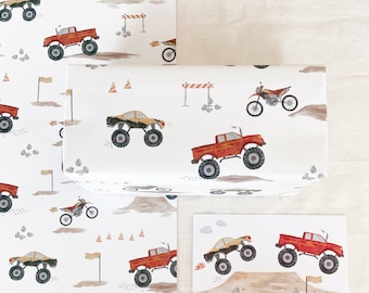 Geschenkpapier "Monster Trucks" GP_19 | Din A2 |  Kinder | Monster Truck | Monstertrucks | Geburtstag | Illustration || HERZ & PAPIER