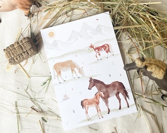Postcard "Horses" P_86 | Children | Invitation | Birthday invitation | Girl | Horse | Pony | Riding | Children's birthday | || HERZ & PAPIER