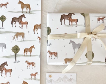 Wrapping paper "Horses" GP_20 | Din A2 | Children | Girl | horse | Bangs | Riding | birthday | Illustration || HEART & PAPER