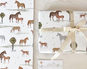 Wrapping paper "Horses" GP_20 | Din A2 | Children | Girl | horse | Bangs | Riding | birthday | Illustration || HEART & PAPER