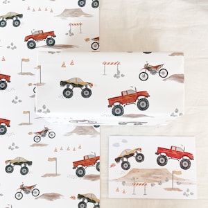 Geschenkpapier "Monster Trucks" GP_19 | Din A2 |  Kinder | Monster Truck | Monstertrucks | Geburtstag | Illustration || HERZ & PAPIER