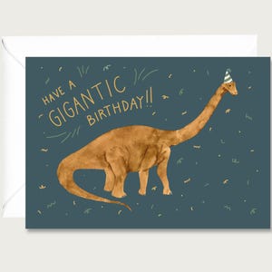 Carte d'anniversaire "Gigantic Birthday" G_43 - Carte pliante pour un anniversaire | Dinosaures | Gigantesque | Anniversaire | Aquarelle || COEUR ET PAPIER