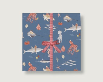 Wrapping Paper "Fish Party" | Din A2 | children | Pisces | sea | bow | arches | Illustration | birthday | Illustration || HEART & PAPER