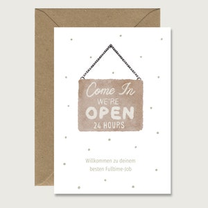Karte zur Geburt "Open" B_13 - Baby | Job | Neue Mama | Klappkarte | Aquarell | Illustration | Neutral || HERZ & PAPIER