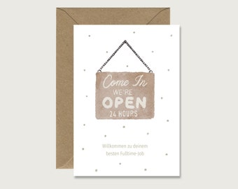 Birth card "Open" B_13 - Baby | Job | New Mom | Folding card | Watercolor | Illustration | Neutral || HEART & PAPER