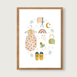 Poster Baby A3 | Stampa | Poster per bambini | stampa artistica | cameretta | per bambini | bambino | Illustrazione | | regalo || di nascita CUORE & CARTA