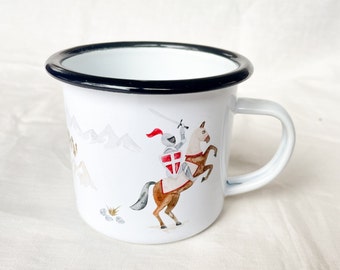 Enamel cup knight | mug | children's mug | rider | castle | watercolor | water color || HERZ & PAPIER