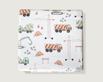 Wrapping paper "construction site" | Din A2 | children | construction site | Vehicles | excavator | crane | birthday | Illustration || HEART & PAPER