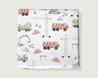 Wrapping paper "construction site" | Din A2 | children | construction site | Vehicles | excavator | crane | birthday | Illustration || HEART & PAPER