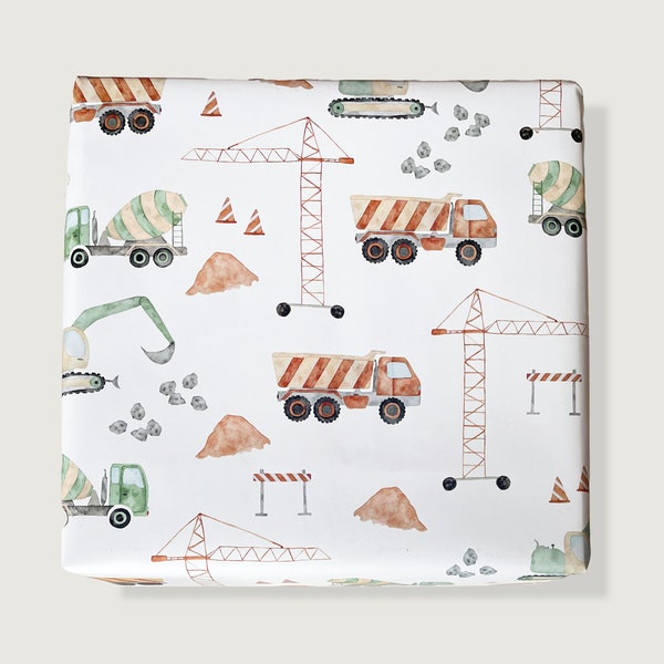 Wrapping paper "construction site" | Din A2 | children | construction site | Vehicles | excavator | crane | birthday | Illustration || HEART & PAPER