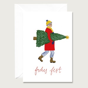 Weihnachtskarte "Tannenbaum Mann" -  Klappkarte Weihnachten | Illustration |  Lettering | Gouache | Tannenbaum || HERZ & PAPIER