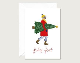 Christmas card "Christmas tree man" - folding card Christmas | Illustration | Lettering | Gouache | Christmas tree || HERZ & PAPIER