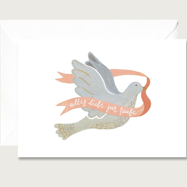 Card for the baptism "Dove" Baptism_01 - folding card | Illustration | Lettering | Peace dove || HEART & PAPER