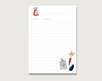 Bloc de recetas A5 | Recetas de formularios | Escríbete tú mismo | Carpeta de recetas | tarjetas | Bloquear | Libro de recetas | Plantilla de receta || CORAZÓN Y PAPEL
