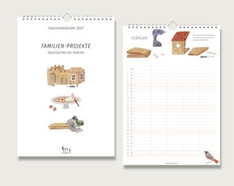 Family Calendar 2027 "FAMILY PROJECTS" in DIN A3 with 5 columns for families with ideas for family life | Heart and Paper