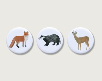 Lot de 3 aimants « Animaux de la forêt » | Aimant pour enfants | Animaux | forêt | Fille | Bouton | garçons | garçons | Garçon || COEUR & PAPIER