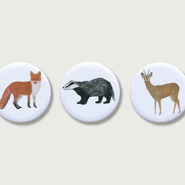 Magnete 3er Set "Waldtiere" | Magnet für Kinder | Tiere | Wald | Mädchen | Button | Buben | Jungs | Junge || HERZ & PAPIER