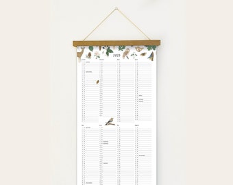 Annual calendar 2025 year overview | Wall calendar | Annual planner long with holidays || HEARTandPAPER