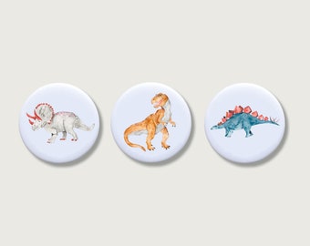 Set of 3 "Dinosaurs" Magnets | Magnets for children | Dinosaurs | Tyrannosaurus | Buttons | Boys | Boys | HEART & PAPER
