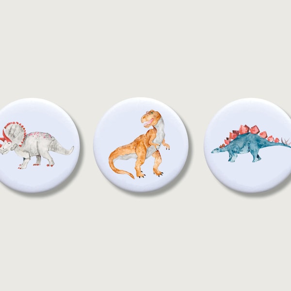 Magnete 3er Set "Dinosaurier" | Magnet für Kinder | Dinos | Tyrannosaurus | Button | Buben | Jungs | Junge || HERZ & PAPIER