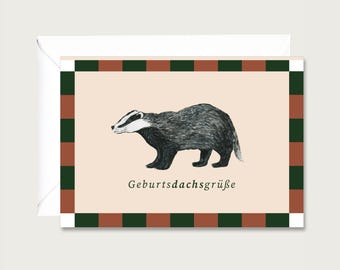 Birthday card "Birthday Badger Greetings" G_46 Fold-out birthday card with a funny saying to make you smile | HEART & PAPER