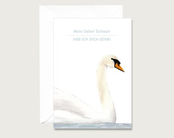 Neutral card "My dear swan, I like you" N_22 folding card | Love | Friends | Birthday || HEART & PAPER