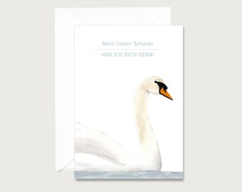 Neutral card "My dear swan, I love you" N_22 Folding card | Love | Friends | Birthday || HEART & PAPIER
